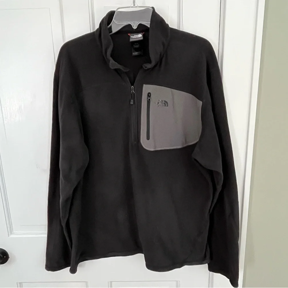 The North Face TNF Black Lightweight Fleece 1/4 Zip Pullover Outdoor Mens XL